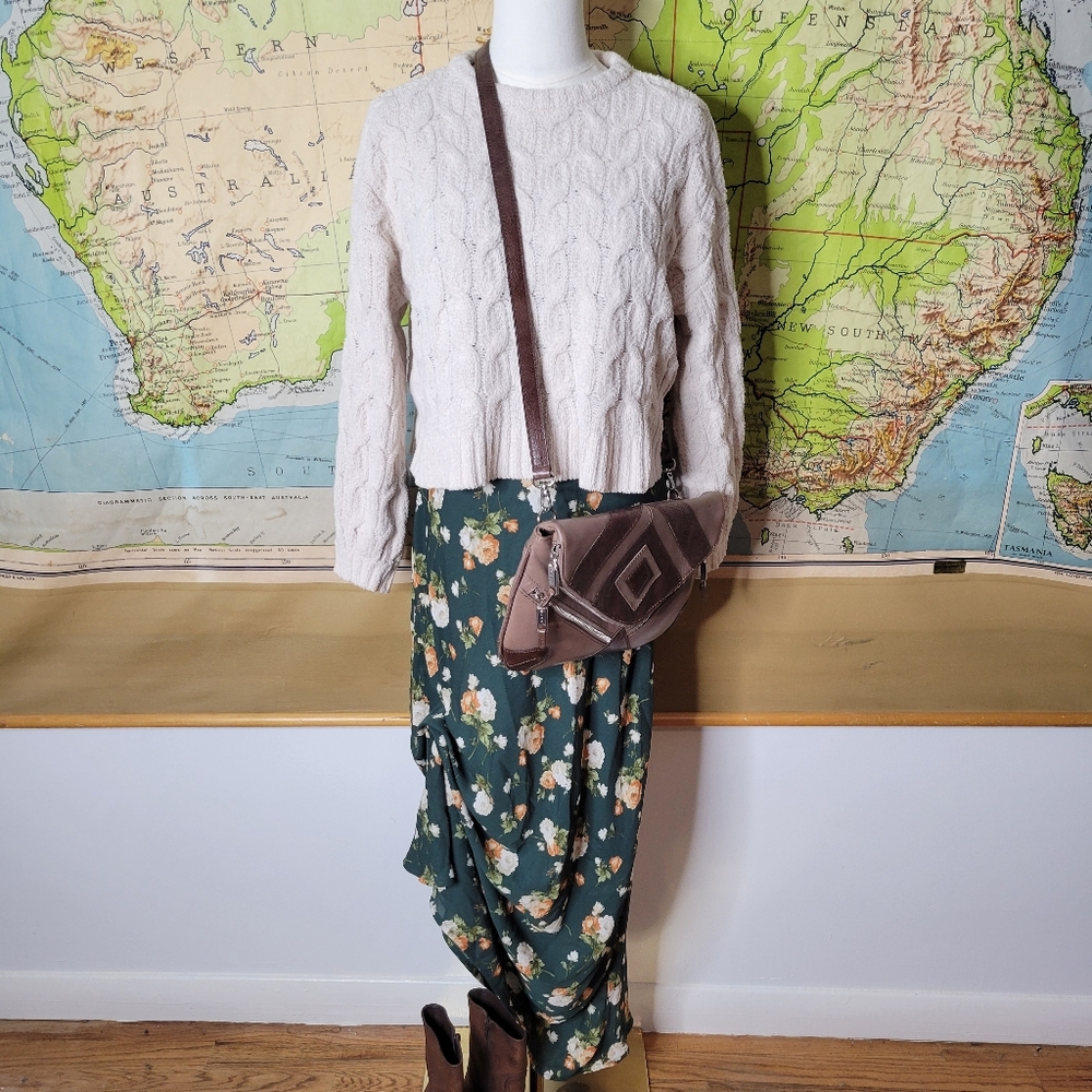 The Workshop Dark Green Floral Maxi Dress Spaghette Straps. Garden Girl Cottage - Picture 7 of 11
